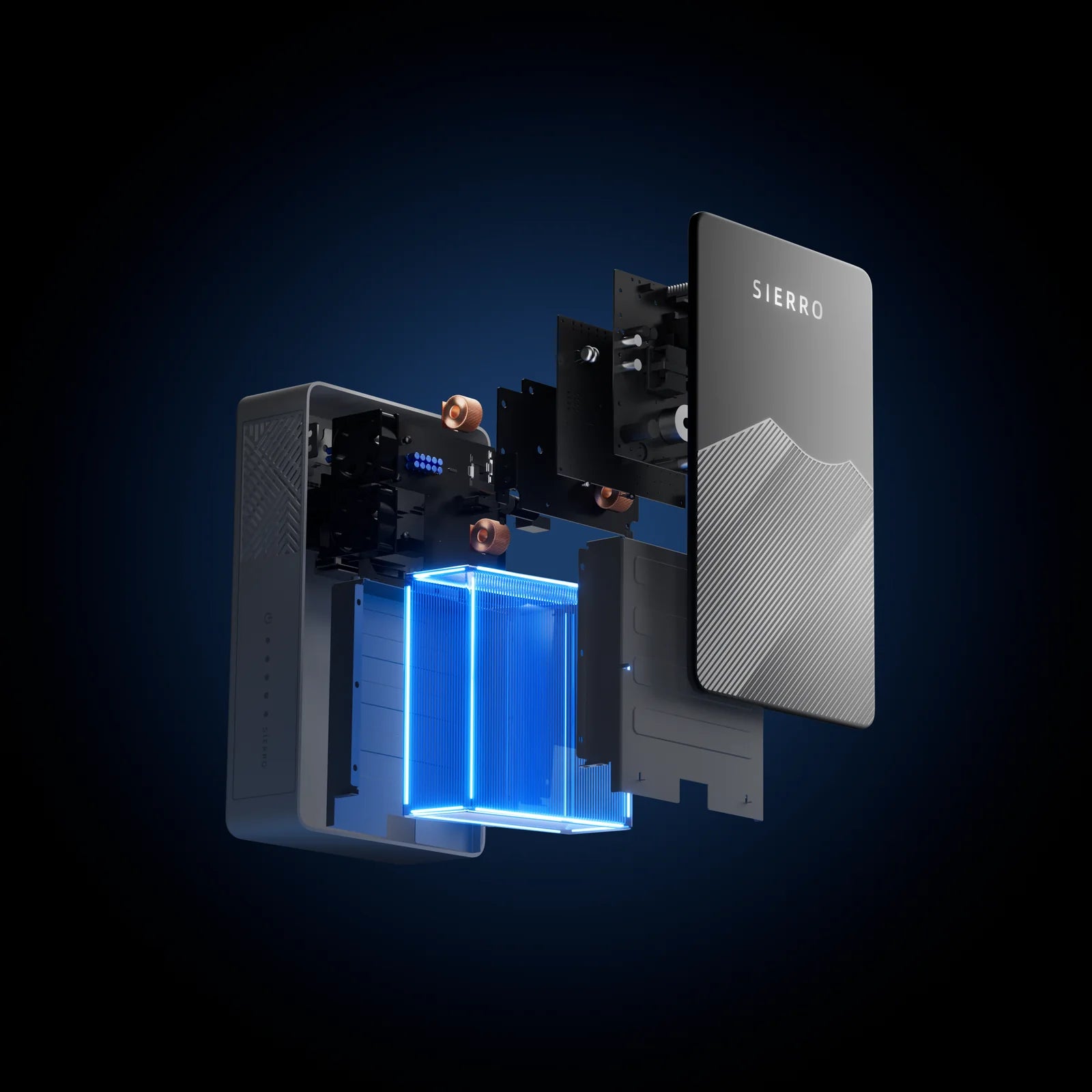 Exploded view of Sierro industrial-grade LFP battery technology