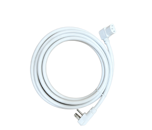 White AC Charging Cable with flat plug and right-angle connector