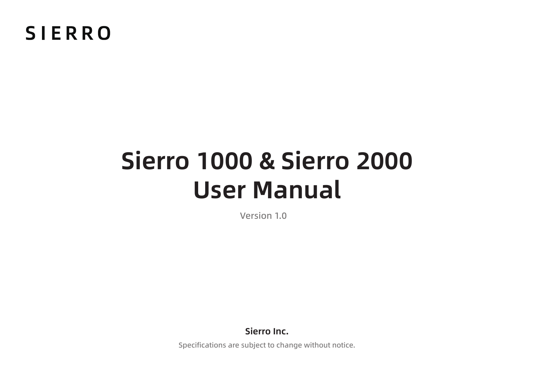 Sierro 1000 and Sierro 2000 User Manual cover
